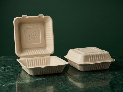 8"x8" Bagasse Fiber Clamshell