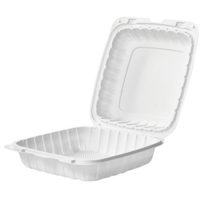 CIAO! 9"x9"x3" Clamshell 1 Compartment 100% Compostable Ecofriendly PFAS Free Unbleached Bagasse Natural White (200/case)
