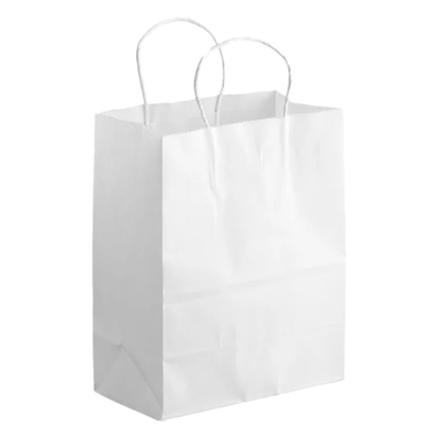 PPP - 8x4.25x10 Generic Virgin White Paper Bags with Twisted Handle