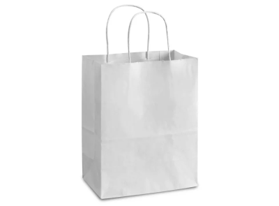 PPP - 13x7x17 Generic Virgin White Paper Bags with Twisted Handle