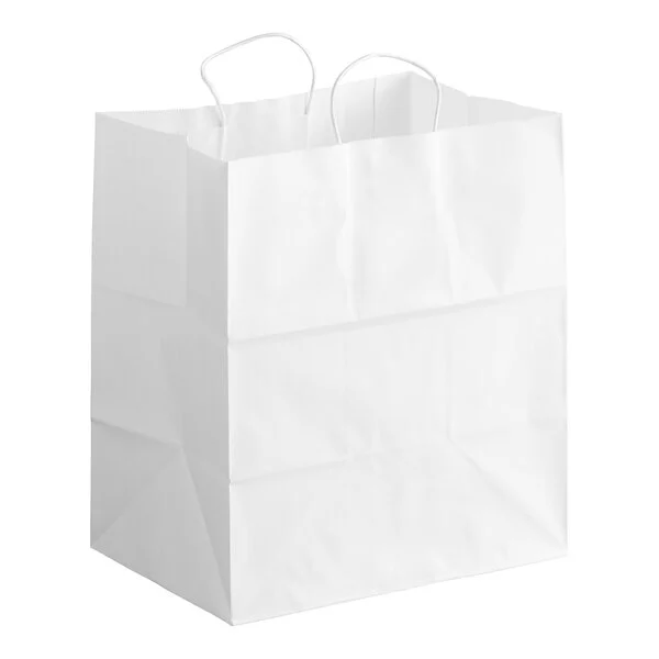 PPP - 14x10x15 Generic Virgin White Paper Bags with Twisted Handle